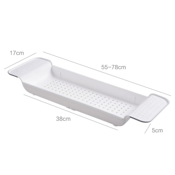 Badekarhylde Udtrækkelig Badeværelse badekar bakke Bruser Caddy Bath Rack white 55*17*5cm