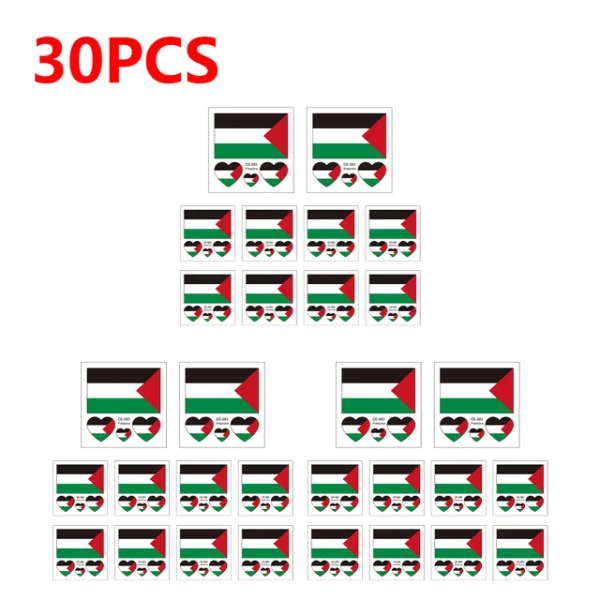 30st Palestine Hand Face Sticker, Transfer Sticker, Ljusa färger, Palestine Face Sticker, Lätt att ta bort