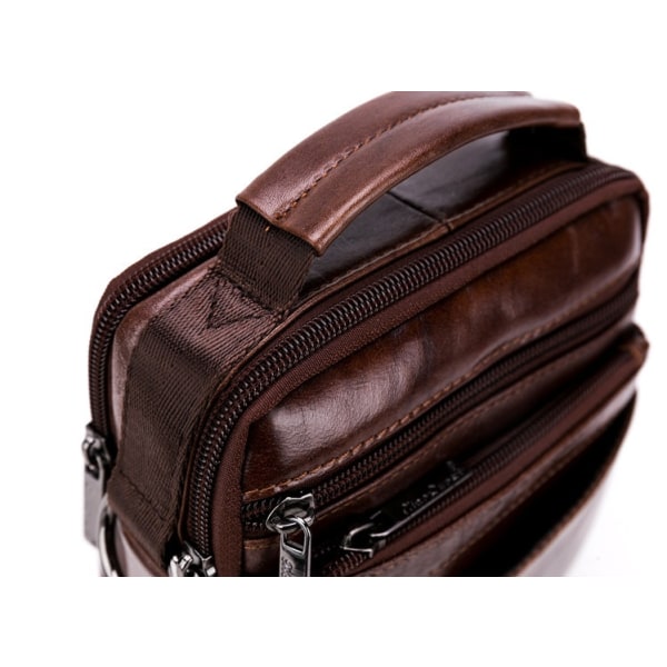 Män Läder Axelväska Messenger Satchel Crossbody Handväska Brown