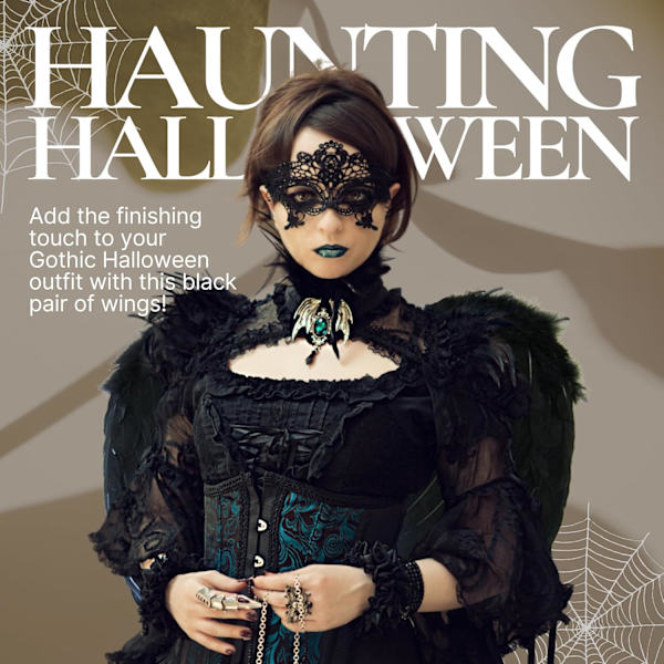 Mustat siivet Halloween mustat enkelsiivet - Musta demonipuku tummat enkelisäädöt - Musta Red