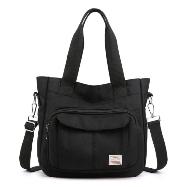 Vattentät nylon med stor kapacitet Kvinnlig Tote Crossbody-väska Casual axelhandväskor Black