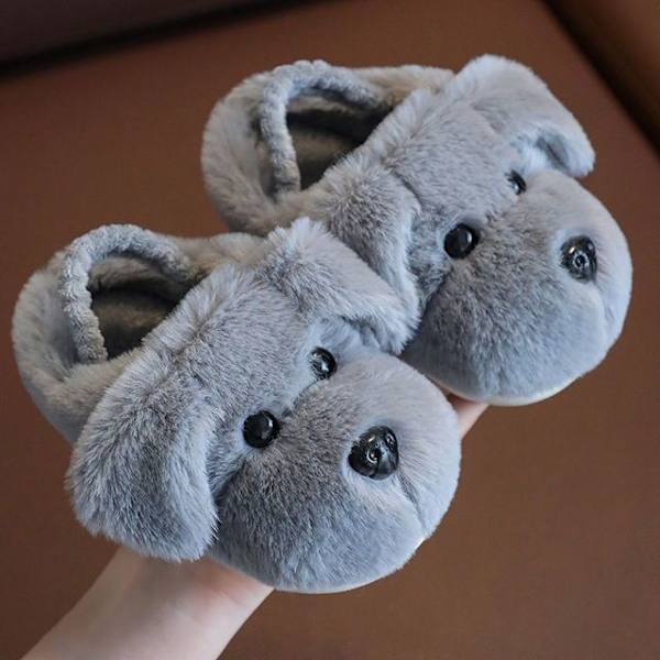 Barns bomullstofflor pojke 1-3 år Söt tecknad flickatofflor Baby bomullsdrag Höst och vinter grey 220(insole19cm )