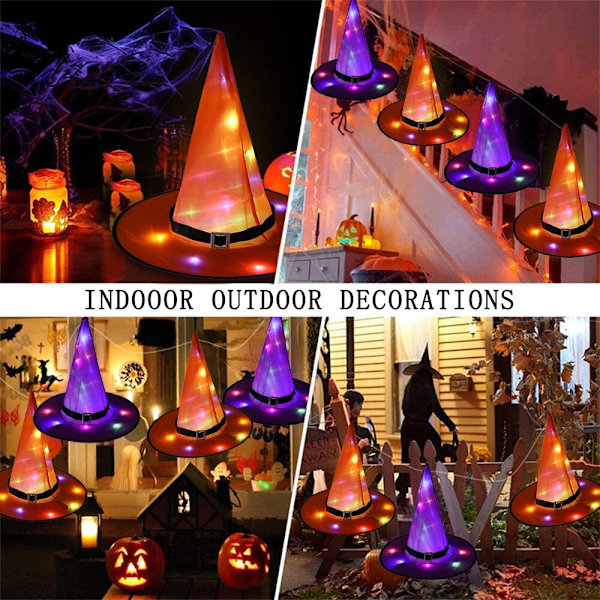 Halloween LED-lysande häxhatt Glödande häxhatt purple 32*38cm