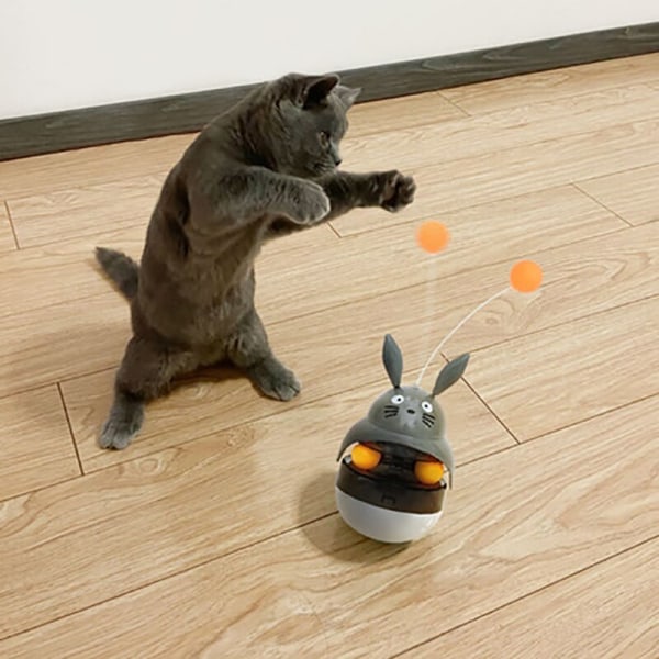 Tumbler Cat Toys Treat Dispenser Leksaker Rolling Balls gray totoro 95*275mm