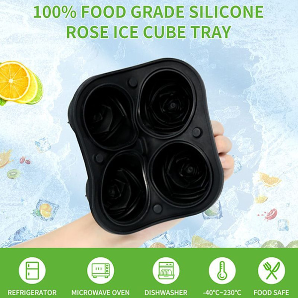3D Silikone Rose Shape Ice Cube Maker Genanvendelig gray 14*14*7cm