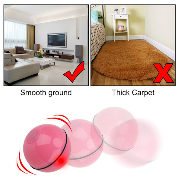 Elektrisk rullende smartbold USB-opladning Automatisk kattelegetøj pink 6.4cm(diameter)