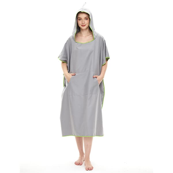 Microfiber hurtigtørrende badehåndklæde med hætte badekåbe green 110x90cm