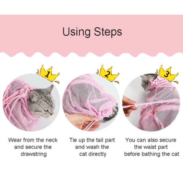 Justerbar Andningsbar Anti-Scratch Bite Cat Restraint Bag pinkwhite 18×22×4cm