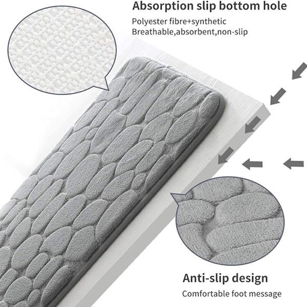Mukulakivi kohokuvioitu kylpymatto Liukumaton kylpyhuonematot Ovimatto Memory Foam Pad khaki 50x80cm