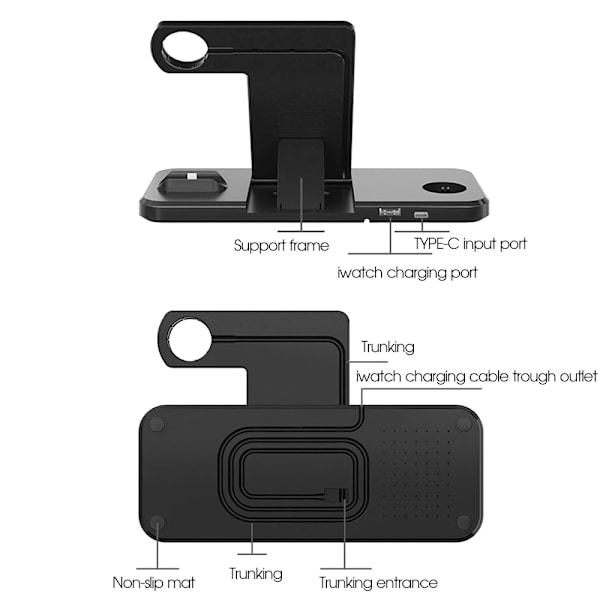 Travor Trådløs Oplader Desktop Folde Batteri Booster black without Battery
