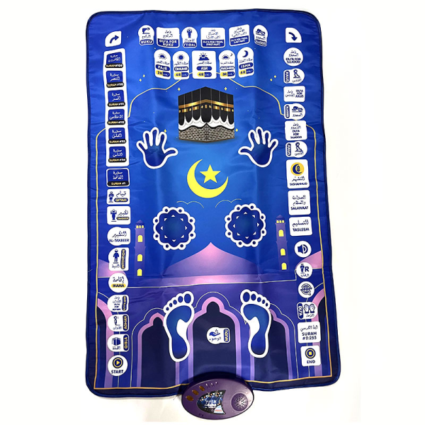 Islamisk elektronisk bönematta Muslim Musallah Namaz Mat - 6 farver Blue
