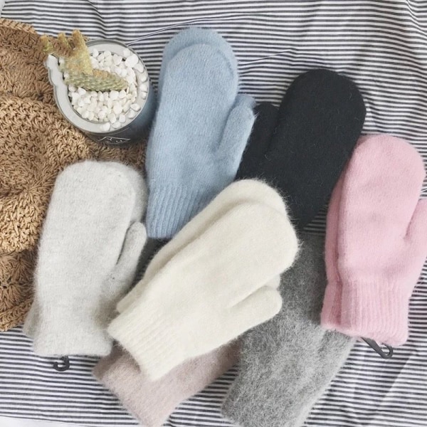 1 par Dam Vinter Håll Varm Plysch Handskar Elasticitet Mjuka Helfingrar Vantar pink one size