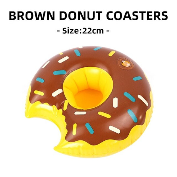 Vand Coasters Flydende oppustelig kopholder Svømmebassin Drikke Float Legetøj brown donut