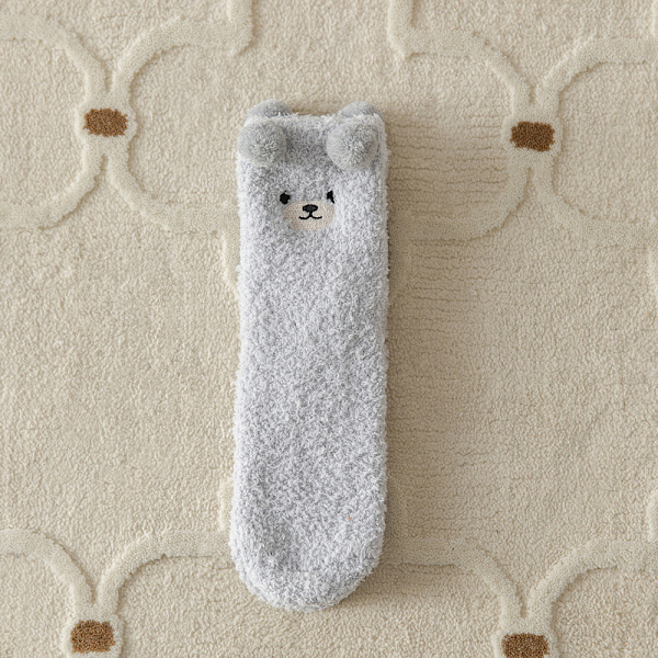 3ST Home Slipper Socks Luddiga strumpor Mysigt Varm Fluffig Mjuk Söt ljusblå en storlek