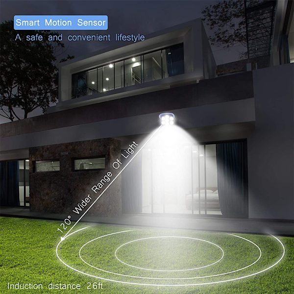 LED Infrarød Sensor Solar Lampe Fjernskærm Væglampe black 14.6*7.5*5.7cm,44 led