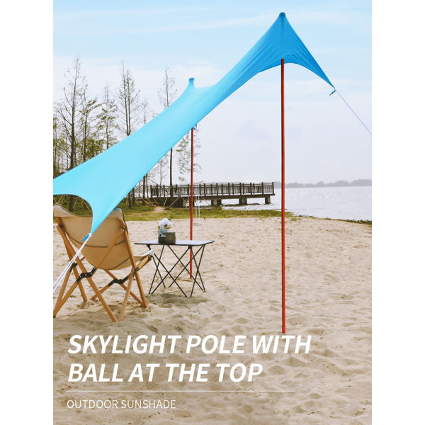 Campingtilbehør Sammenfoldelig udendørs teltstang Strandstang Red 200CM-2PCS/1Set