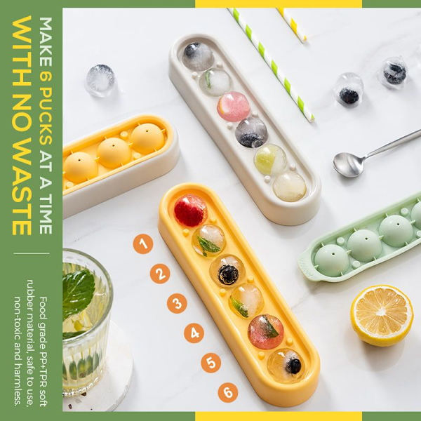 6 Bolde Silikone Ismaskine Form Isbakke gray-yellow 22*5.7*3cm