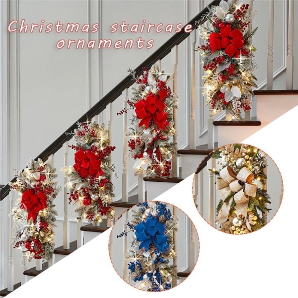 Julepynt Swag Krans dekoreret Garland Lights blue 45x25cm