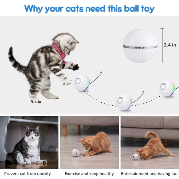 Automatisk Smart Cat Toy Ball Catnip USB-opladning Farverig LED blue 2.4inch(diameter)