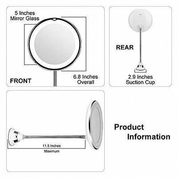 360 graders rotation makeup spejl makeup spejl med LED lys Tri-color adjustable light 10X