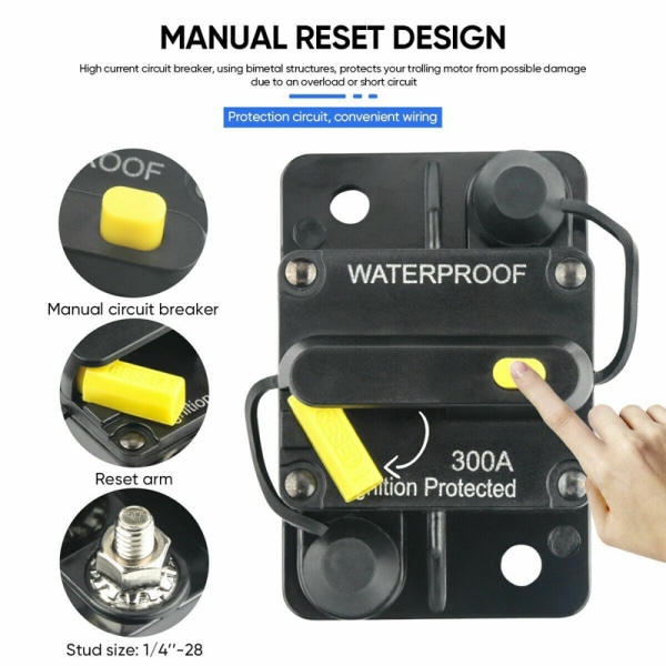 Bil Auto Marin Båt Stereo Audio Inline Circuit Breaker Säkring Yellow 150A