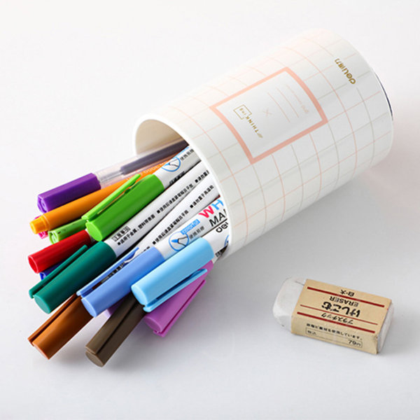 Penholder Makeup Brush Plastic Container Hjemmekontor Opbevaring orange powder 10.5*8cm