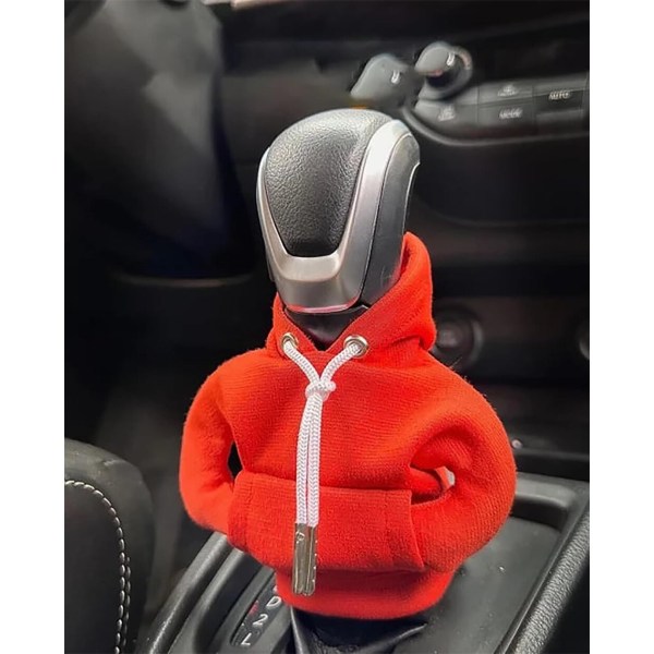 Hoodie Car Gear Shift Cover Mode Gearshift Hoodie Bil Gear Shift Knop Cover red