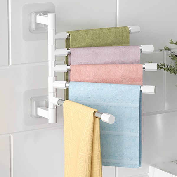 Rostfritt stål, perforerat badrumsställ för förvaring av roterande handdukar Towel rack 2 layer
