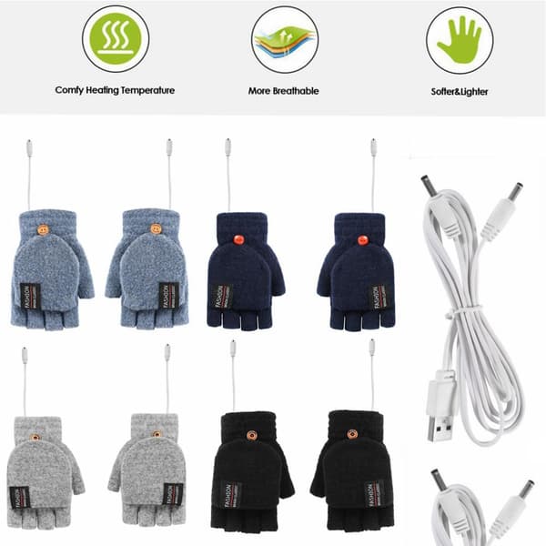 USB Electric Gloves Lämmitys Cabriolet Fingerless Glove light blue