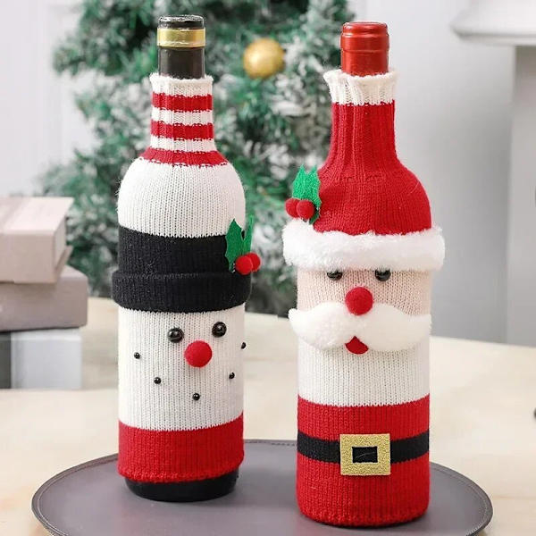 Joulukoristeet kotiin Joulupukin viinipullon cover Lumiukkosukka Snowman