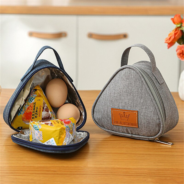 Isolering Thermal Små triangulära Rice Ball Lunch Box Bags navy blue 13.5*7*13cm