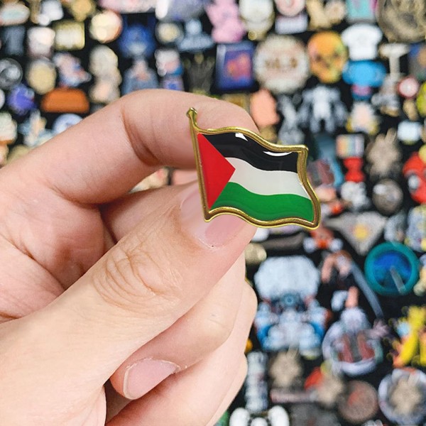 2-10 KPL Palestiina FLAGGA RUNTA Rostfritt stål Palestinaflagga Pin rintamerkki Ryggsäck Ikon علم دولة فلسطين 2Pcs