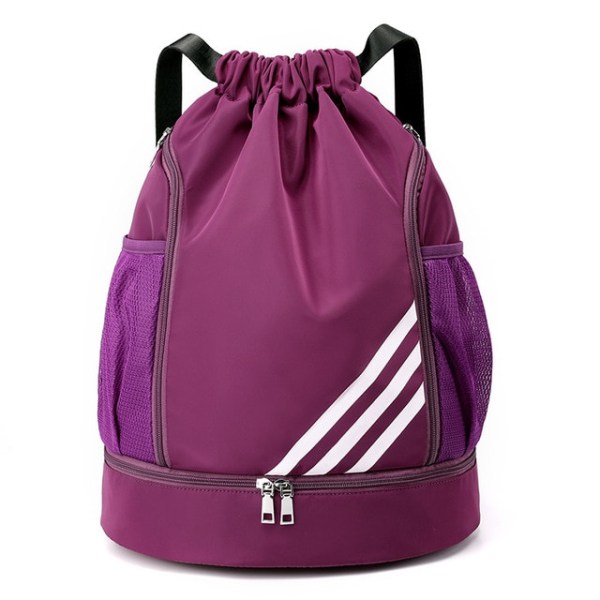 Sportsrygsække fodbold snoretræk taske trække snor rygsæk gym rygsæk Muti lommer til rejser vandreture Purple
