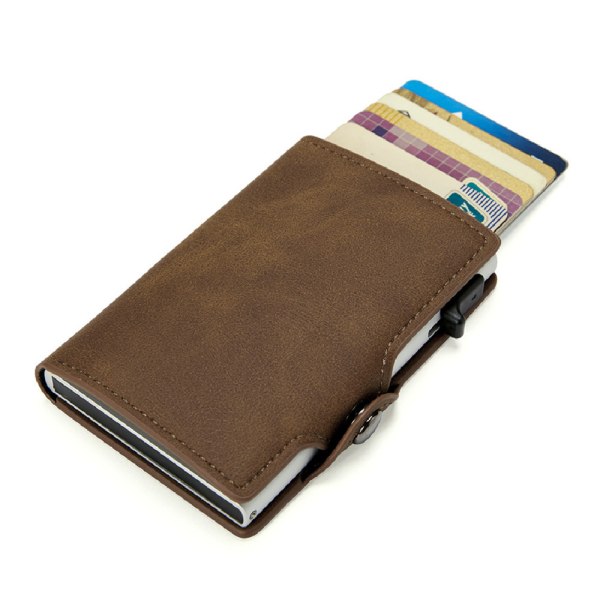 Automatisk popup-plånbok för män i läder brown