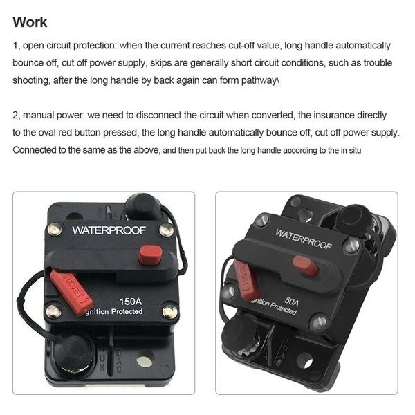 Bil Auto Marin Båt Stereo Audio Inline Circuit Breaker Säkring Red 70A
