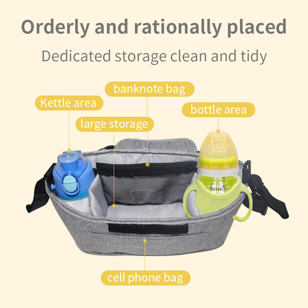 Baby rattaiden imetysvaippavaippariippuva pussi gray 30cm*17cm*12cm