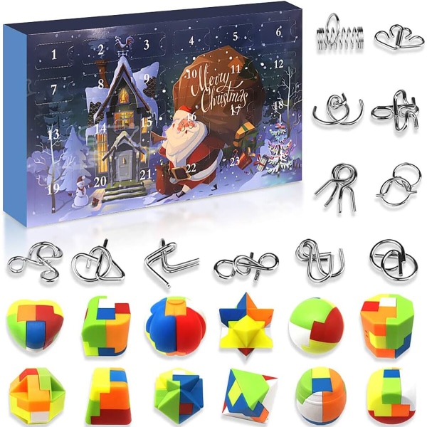 Jul adventskalender metalltråd och plast pussel leksaker assorted 35x20x5.2cm