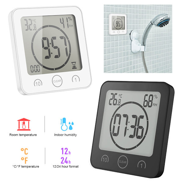 Lcd-skærm Waterdichte Digital Badkamer Wandklok green 102x35x106mm