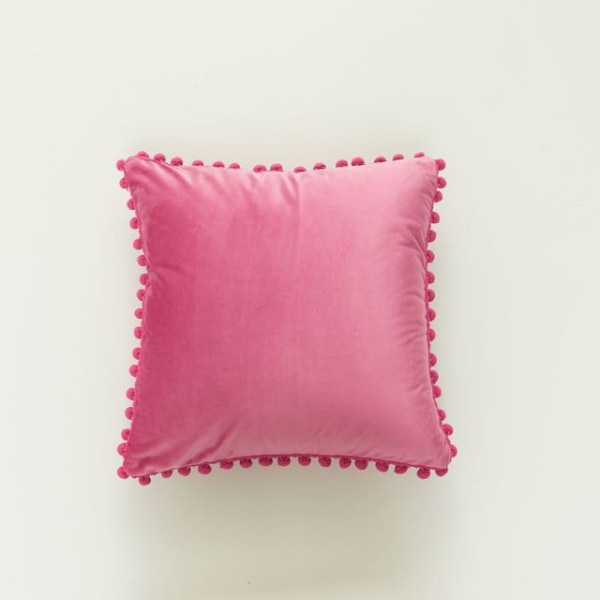 Pudebetræk Pompoms Kanter Ultra Soft Velvet Pudebetræk Sofa Sofa Lændepudebetræk Rose red 30X50CM