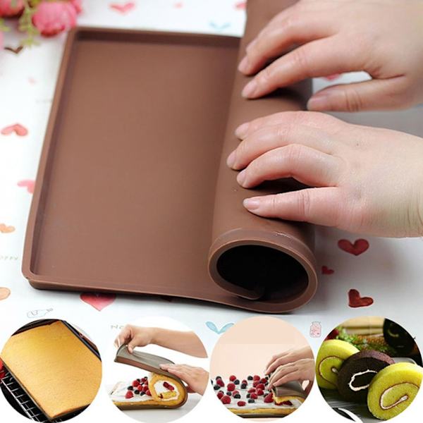 Silikon Bakmatta Cake Roll Pad Macaron Swiss Roll Ugnsmatta red 31.5*26.5*1cm