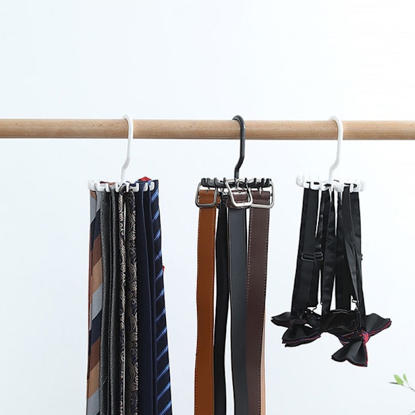 360 Rotate Tie Hanger Plast Portable Tie Rack white 11X3.8X11CM