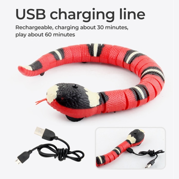 Smart Sensing Snake Børnelegetøj USB genopladeligt red 40*4*3.5cm