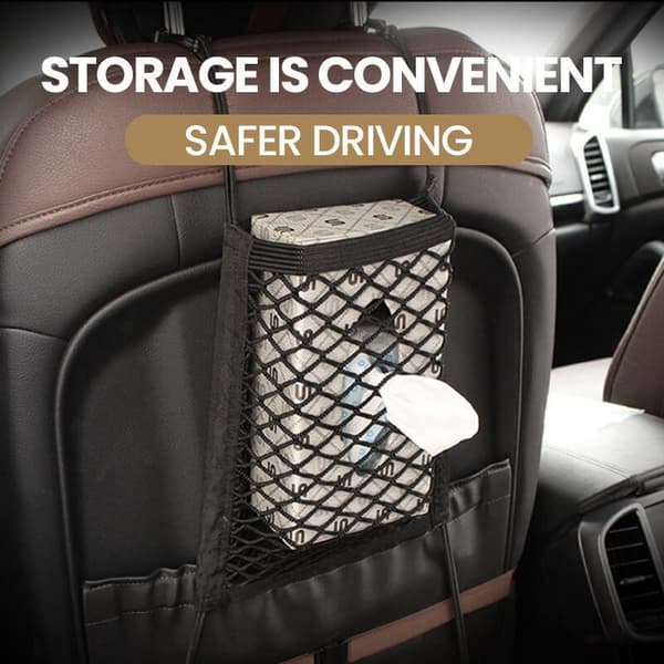 Trunk Black Auto Interiör Säte Rygg Skrov Elastisk Mesh Nätväska black 25*30cm