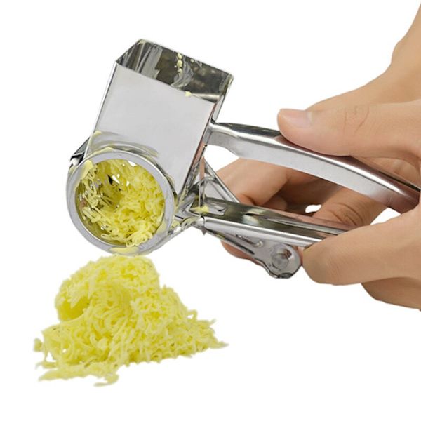 Hand Roterande Slicer Shredder Ostrivjärn i rostfritt stål silver