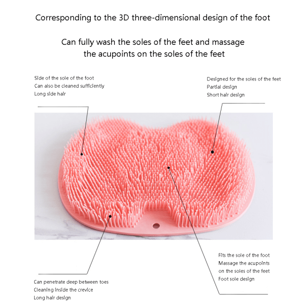 Badeværelse Skridsikker Bademåtte Fod Antiskridmåtte Scrubber pink 23*30cm