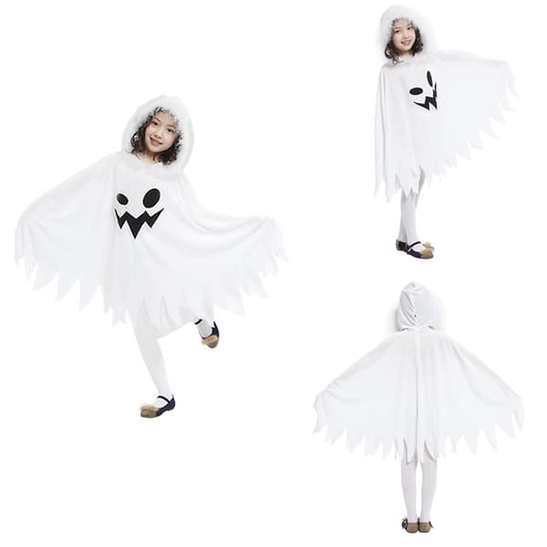 Barns vit huva Cape Funny Ghost Cosplay L