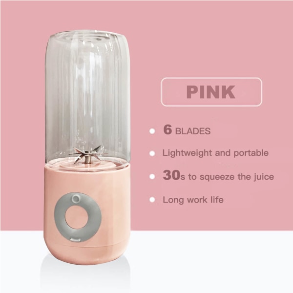 Mini Bärbar Juicer USB Electric Frukt Smoothie Blender pink 12*7.5cm