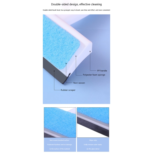Ikkunalasinpuhdistusharja Kaksipuolinen sienipyyhin blue 18*11.5*4,.5cm