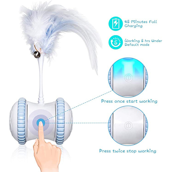USB-opladning Pet Cat Feather Smart Funny Cat Legetøj gray 20*8.5*6.2cm
