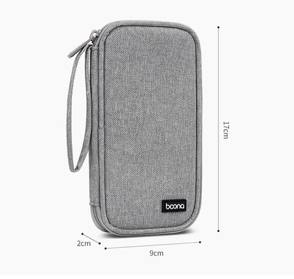 Elektronisk datakabel mini förvaringsväska multifunktionell resa gray double layer